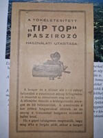 1920 körül, a tip-top paradicsompaszírozó reklámkártyája, ritka