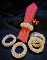 Beautiful Handwoven Pearl Napkin Rings Set