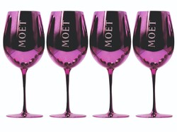 CHAMPAGNE CLUB - Moët & Chandon fényes pink pezsgős üvegkehely 4 db