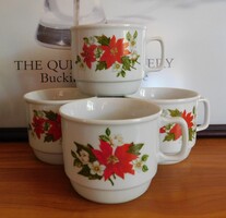 Zsolnay retro kockafülű mikulásvirágos bögre