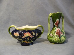 2 db antik majolika váza cseh fajansz váza szecessziós majolika dísz váza 1910 körül fajansz dísz