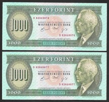 2 db sorszámkövető 1000 forint 1992 D EF+