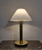 Vintage Glashütte Limburg üveg, réz asztali lámpa