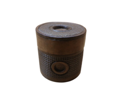 Díszes kerek bőr doboz