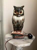 Antik porcelán bagoly könyvvel éjjeli lámpa