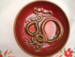 Retró jelzett kerámia falitál --Stilizált kakas figura