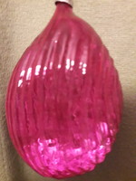 Karácsonyfa díszek gyűjtőknek:Régi 60-as évek pink üveg csepp 8 cm.1.db.