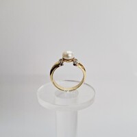 14 karátos arany, 3,68 g gyönyörű alkalmi gyöngyös arany gyűrű (No. 321.)