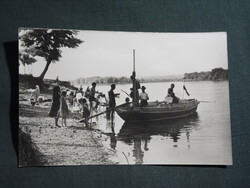 Képeslap,Mohács,Duna part,Rév,csónakos átkelés látkép,részlet, 1960-