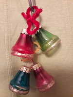 Karácsonyfa díszek gyűjtőknek:Régi 60-as évekbeli NDK üveg harangok 2x2. db.