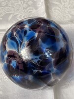 Nagy fújt üveg lila, kék, karácsonyfa dísz ritka szép darab.