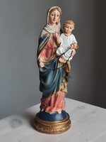 Mária és Kis Jézus színes zsírkő szobor karácsonyi ünnepre