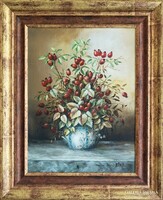 Finom, természetközeli csendélet – Csipkebogyó-ágak | B. Pál Margit klasszikus műve