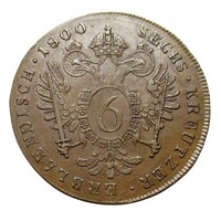 Csehország,I. Ferenc 6 krajcár 1800 C EF réz