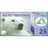 Arctic Territories,25 polar dollar 2017 UNC