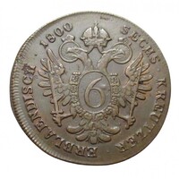 Szlovákia,I. Ferenc 6 krajcár 1800 S VF+ réz