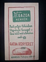 1930 körül, Gazda kenyér, ritka számolócédula