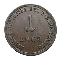 Olaszország,1 soldo 1862 A - Lombard-Velencei Királyság EF+ réz