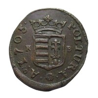 Magyarország,II. Rákóczi Ferenc 1 poltura 1705 KB - NYÚJTOTT ROZETTA VF+ réz