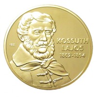 Magyarország,Nagy Magyarok sorozat - Kossuth Lajos - aranyozott proof UNC réz