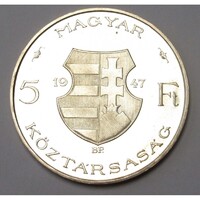 Magyarország,5 forint 1947 PP - Kossuth Lajos aUNC+ ezüst 12g500