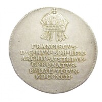 Magyarország,I. Ferenc magyar királlyá koronázási zseton 1792 - Buda EF+ ezüst 2.210g