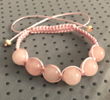 Rózsakvarc karkötő fonással rögzítve