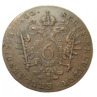 Ausztria,I. Ferenc 6 krajcár 1800 F VF+ réz