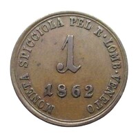 Olaszország,1 soldo 1862 A - Lombard-Velencei Királyság EF réz