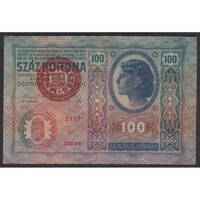 Magyarország,100 kronen/korona 1920 - MAGYARORSZÁG FELÜLBÉLYEGZÉS F
