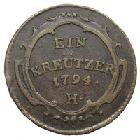 Ausztria,I. Ferenc 1 krajcár 1794 H - Habsburg Elő-Ausztria VF+ réz