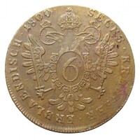 Magyarország,I. Ferenc 6 krajcár 1800 B EF+ réz