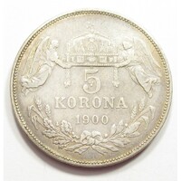 Magyarország,5 korona 1900 VF ezüst 24g900