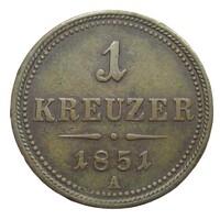 Ausztria,1 krajcár 1851 A VF+ réz