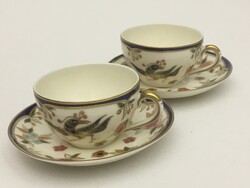 GYÖNYÖRŰ! MAKULÁTLAN, ÚJ ÁLLAPOT! Zsolnay főnix madaras mokkás csésze aljjal, 2 db