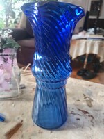 Kobaltkék csavart hibàtlan üveg váza