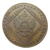 Ausztria,I. Ferenc 30 krajcár 1807 A EF+ réz