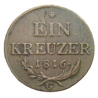 Magyarország,I. Ferenc 1 krajcár 1816 G F réz