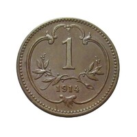 Ausztria,1 heller 1914 EF+ bronz