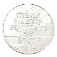 Franciaország,100 francs 1989 - Emberi Jogok aUNC+ ezüst 15g900