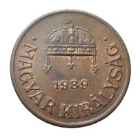 Magyarország,1 fillér 1939 EF+ bronz
