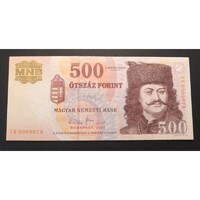 Magyarország,500 forint 2007 EB - ALACSONY SORSZÁM UNC