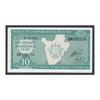 Burundi,10 francs 2005 UNC