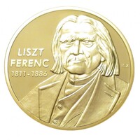 Magyarország,Nagy Magyarok sorozat - Liszt Ferenc - aranyozott proof UNC réz