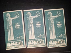 1930 körül, Hungária Harmatvíz, három számolócédula
