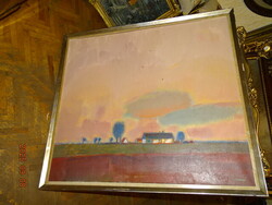 HATALMAS KÉPCSARNOKOS MOLDOVÁN ISTVÁN (BP.1911-2000) : ALFÖLD RÓZSASZÍNBEN  ( RÓZSASZÍN TANYA )