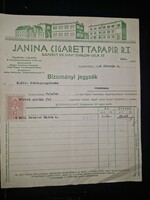 1938, Janina cigarettapapír számlalevele