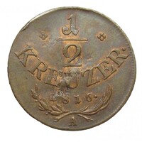 Ausztria,I. Ferenc 1/2 krajcár 1816 A VF+ réz