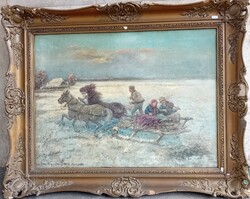 Olashatatlan jelzés: Fritz ??? : Lovas szánnal utazó társaság