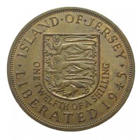 Jersey,1/12 shilling 1945 EF+ bronz